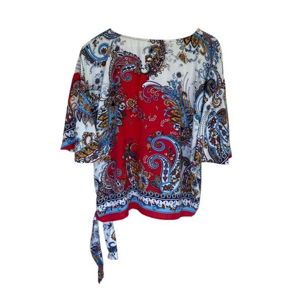 Melissa Paige Red, White and Blue Paisley Blouse - XL - Picture 2 of 4
